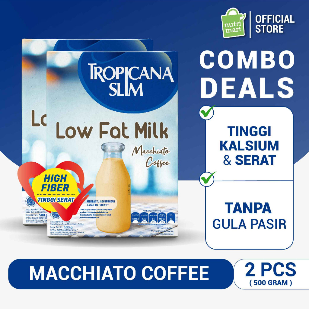 Twin Pack - Tropicana Slim Susu Low Fat Macchiato Coffee 500 gram - Susu Diet Bantu Turunkan Koleste