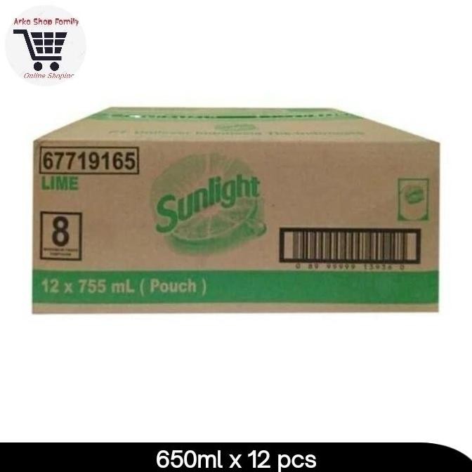 Ready Stock SUNLIGHT Jeruk Nipis Sabun Cuci Piring Refill 755 mL/12 Pcs - 1 Dus