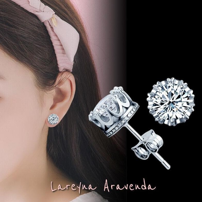 Anting Wanita Korea Silver S925 Motif Crown Kristal Crystal AT001 koala69