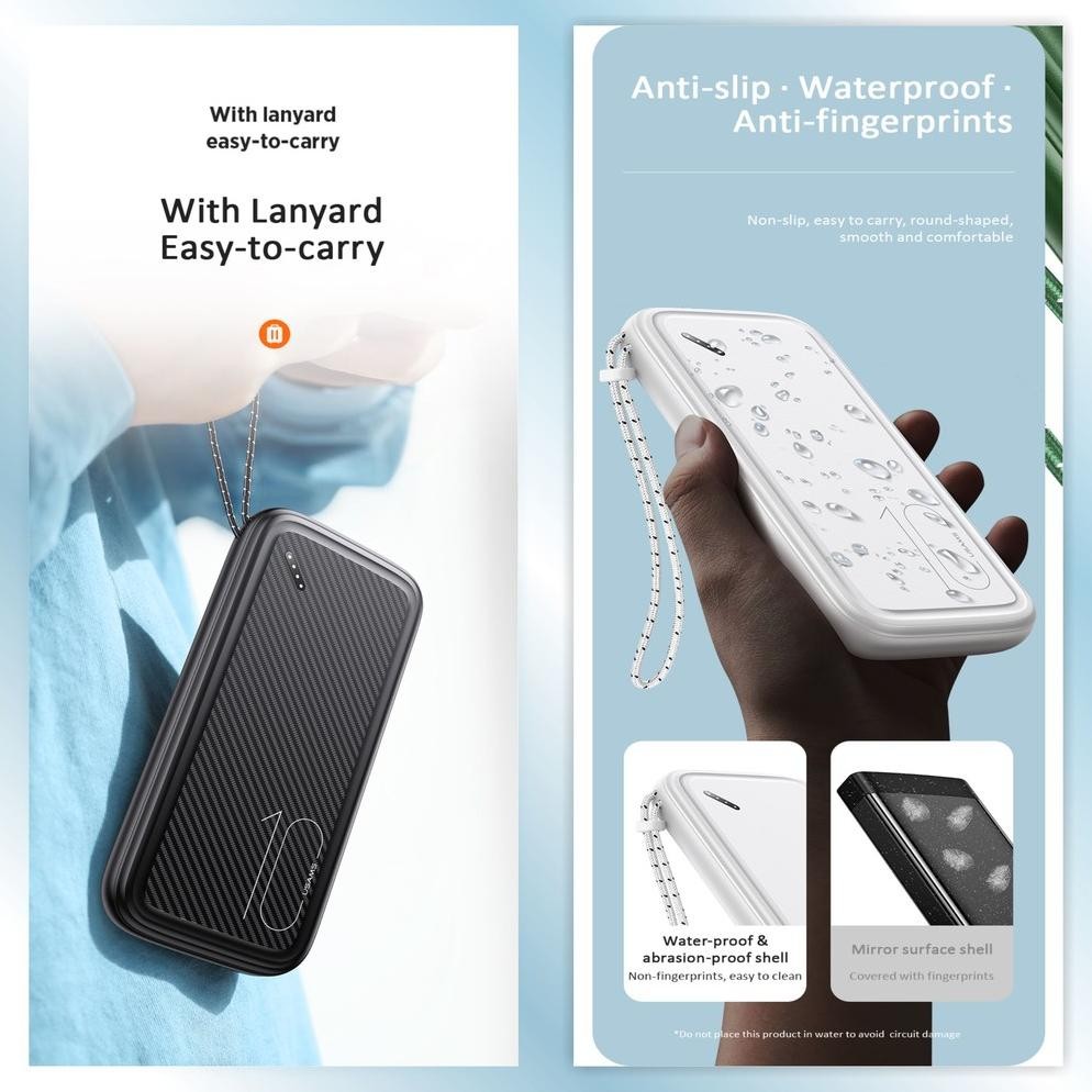 Usams Pb56 Powerbank 10000Mah With Lanyard Dual Usb