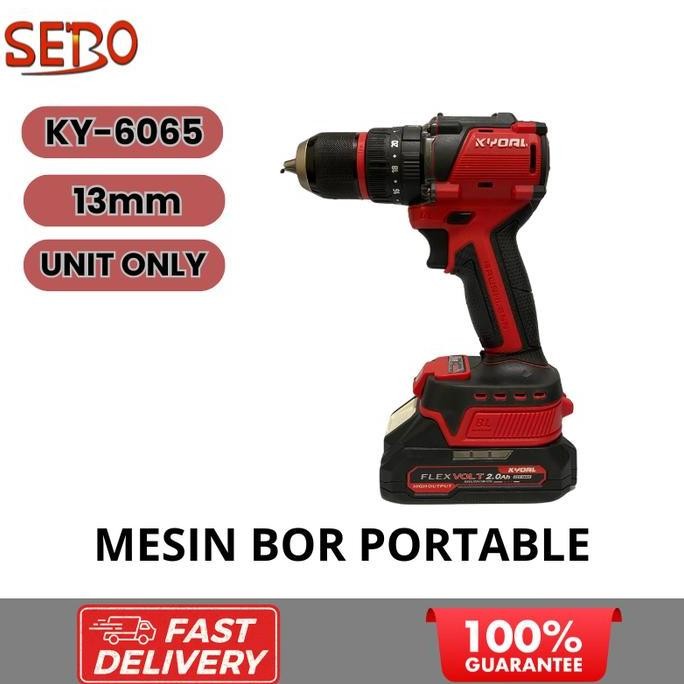 INSTAN KYOAL MESIN BOR PORTABLE CORDLESS DRILL BRUSHLESS BOR BATERAI BESI KAYU 13MM UNIT ONLY - KY-6