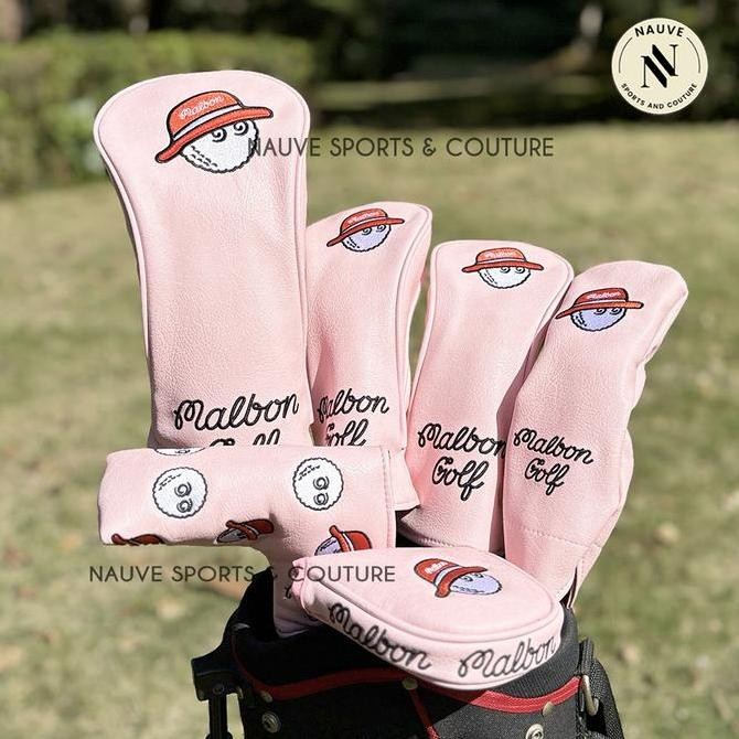 TERMURAH - Korea Golf Head Cover Pink Edition Iron Set Driver Fairway Wood Hybrid Putter Sarung Stic