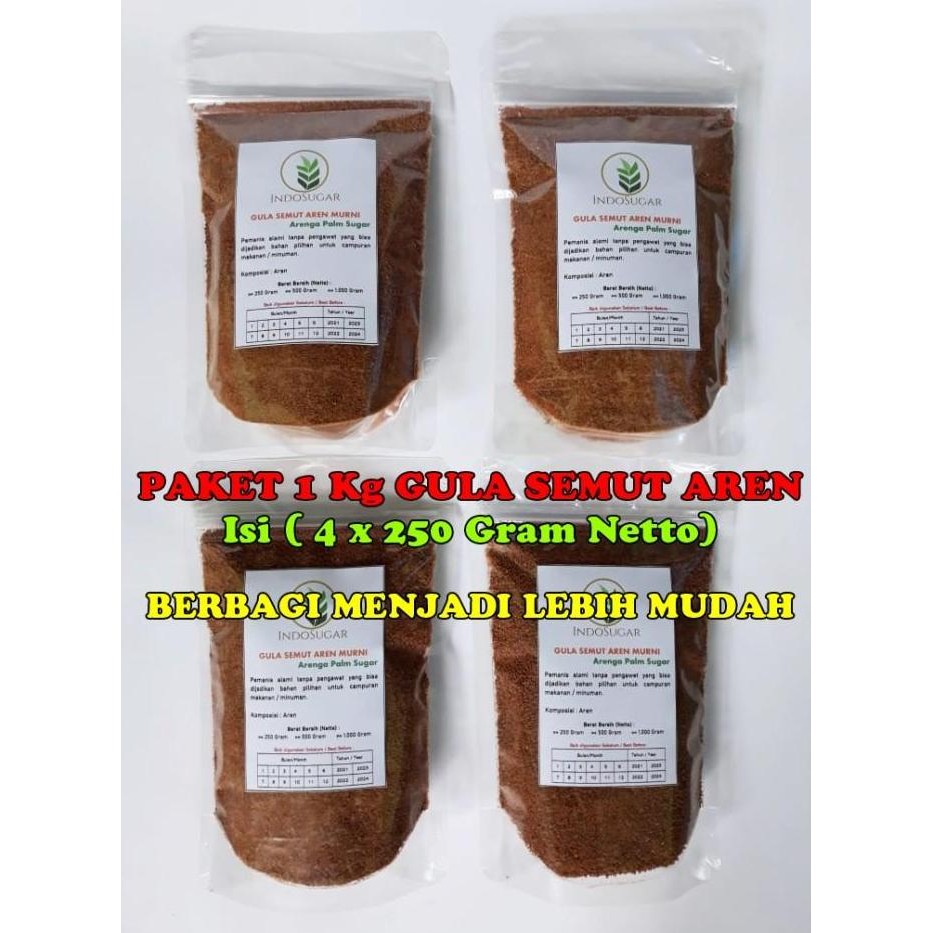 

Paket 1 Kg Gula Aren Semut Organik isi paket 4 x 250 gram