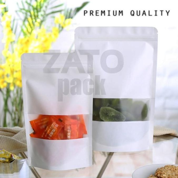 (Allthebest) 10x15 Kraft Paper bag WHITE standing pouch ZATOPACK - kemasan