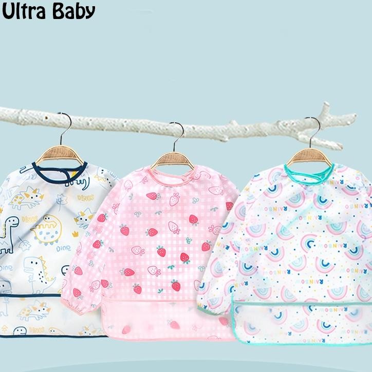 Ultra Celemek Makan Bayi Wateroof Anti Air Anak Lengan Panjang Bib Baju Blw Bagus Lucu