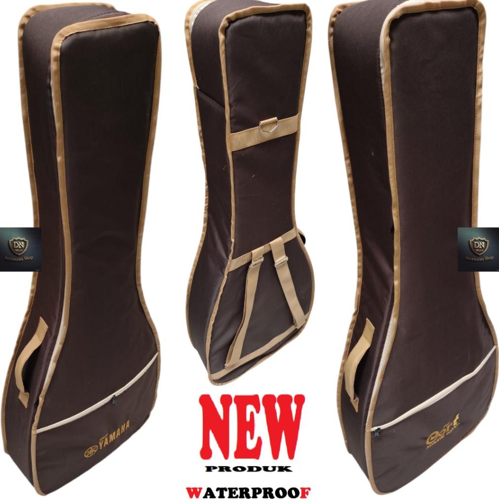 Tas Gitar Yamaha Akustik Jumbo Warna Coklat Coffee Bahan Polyster Anti Air