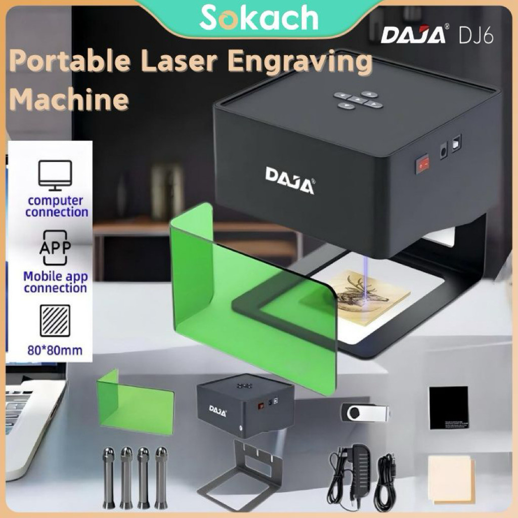 ✨DAJA DJ6 ✨Mini Portable Laser Engraving Machine DIY CNC | Mesin Ukir Logam, Kulit, Plastik Akrilik 