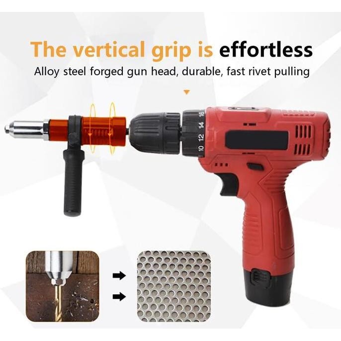 adaptor tang rivet ke mesin bor / Adaptor paku rivet gun elektrik