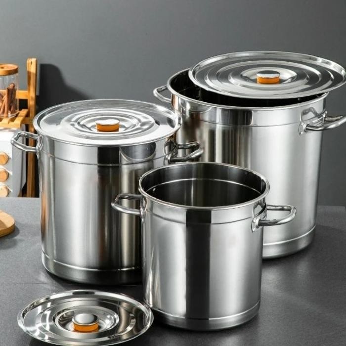 Panci Stainless Steel 304 Stopot Panci Kuah Panci Bakso Steamer Sayur 25 Cm 30 Cm 40 Cm 35 Cm