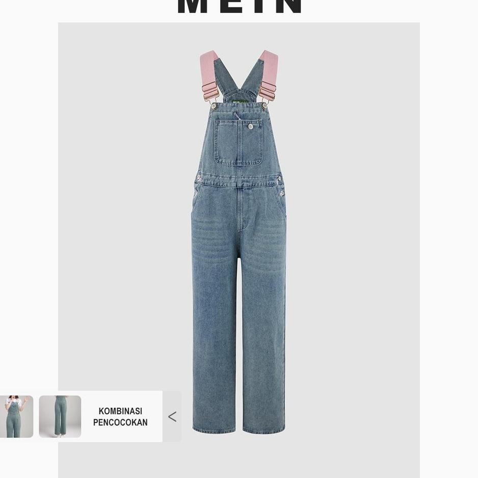Mein Upgrade Girl Power Celana Jumpsuit Tali Pink Jumsuit Loose Denim Jeans Wanita Panjang Korean St
