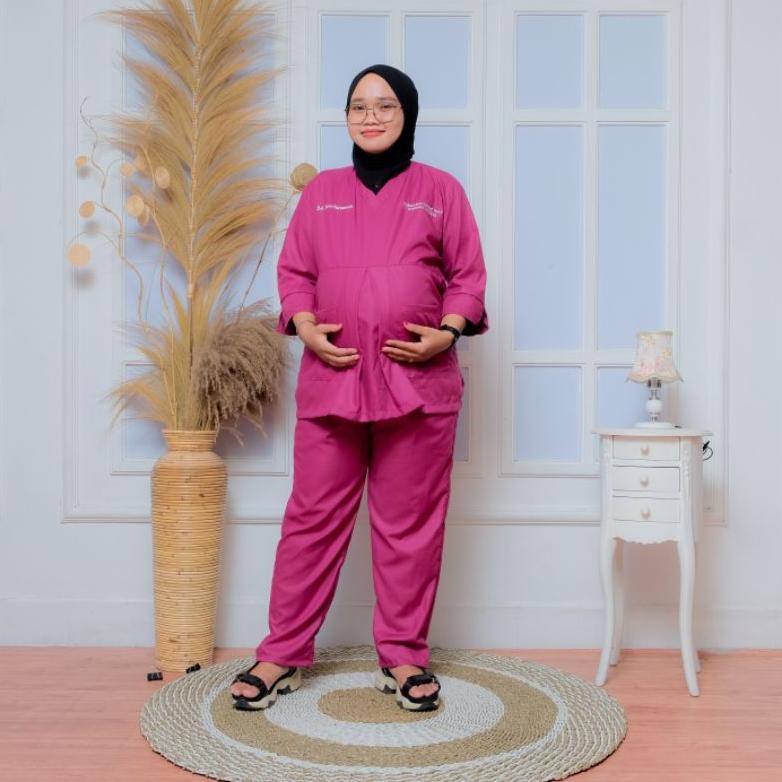Scrub Ok Bumil / Baju Oka / Baju Perawat Ibu Hamil Lengan Panjang Pendek | Scrub Dokter | Baju Ok