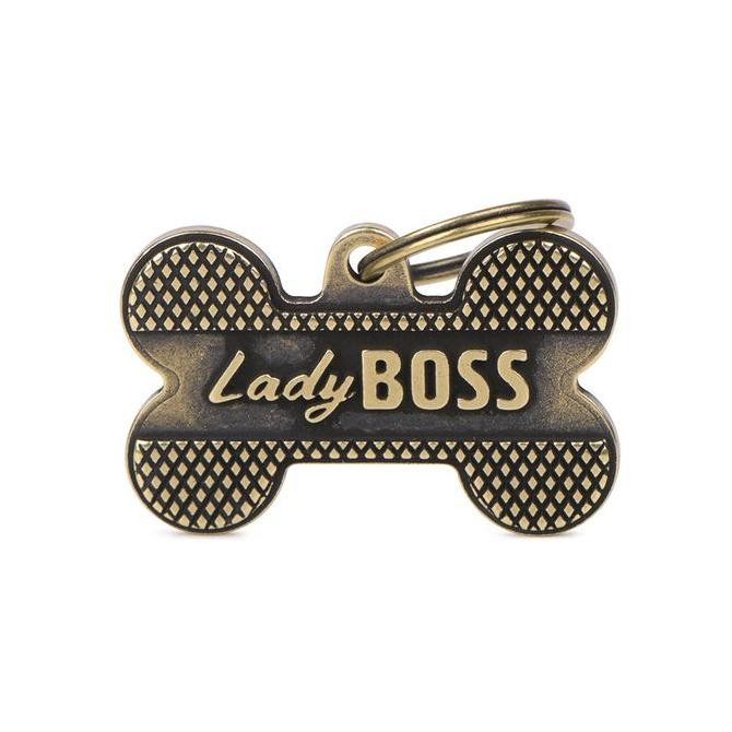 

MyFamily ID Tag-"Lady Boss" in English Brass |Personalized Cat Dog Tag CO