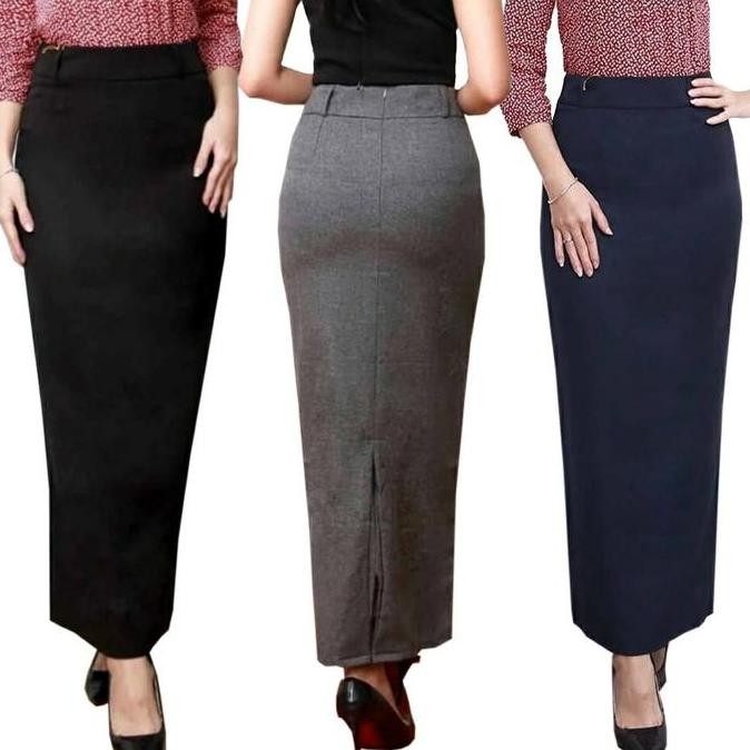 Dt106 >> Vana'Qi Mode Rok Span Biron Hitam Navy Abu Panjang 95Cm Bahan Premium Gabardin Formal Kanto