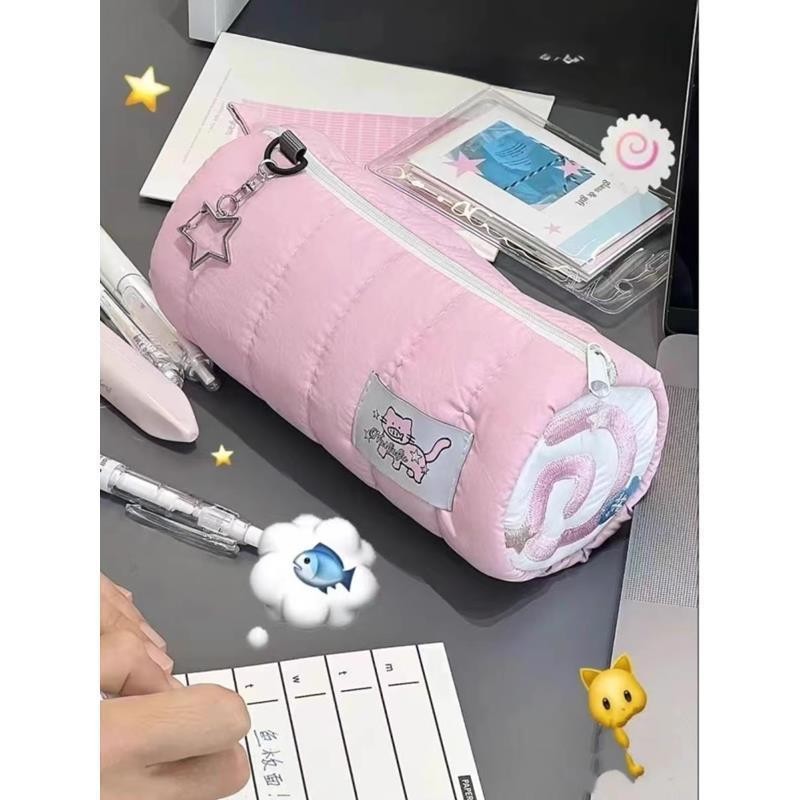 

Girl Cute Cotton Stationery Box Buggy Bag/Fish Board Embroidery Pencil Case/Round bag
