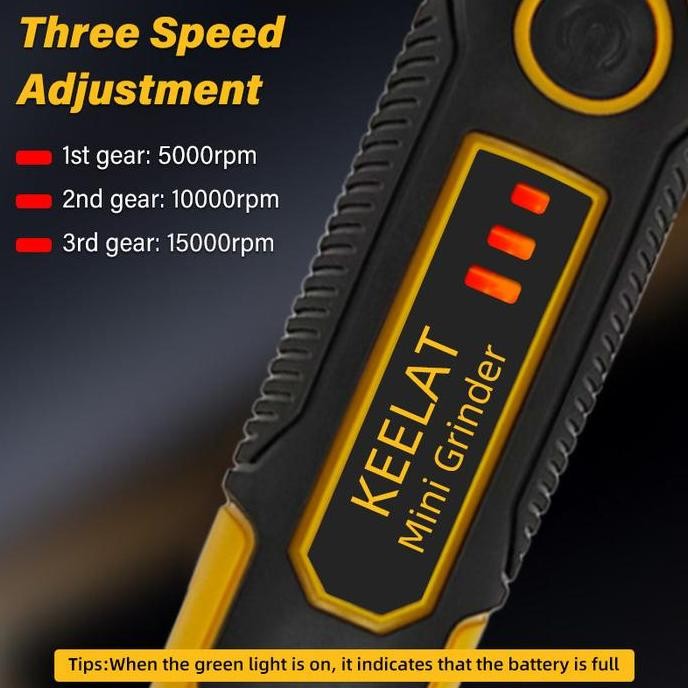 

KEELAT KCMG02 Bor Mini Grinder SET 3 Kecepatan 57 Aksesoris Mesin Ukir Poles Listrik Alat Ukir Baterai Hitam Kabel Kuning Paket pengeboran