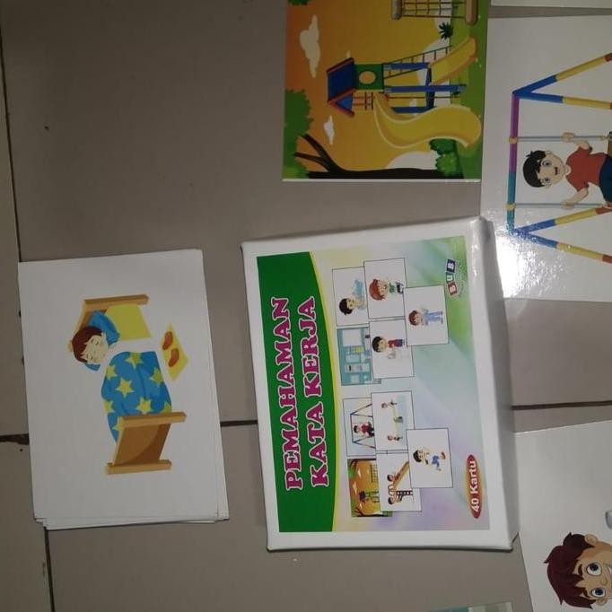 kartu pemahaman kata kerja anak terapi wicara anak.
