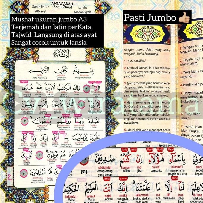 Al Quran Jumbo Besar A3 Terjemah Tajwid Latin Per Kata Cocok Lansia