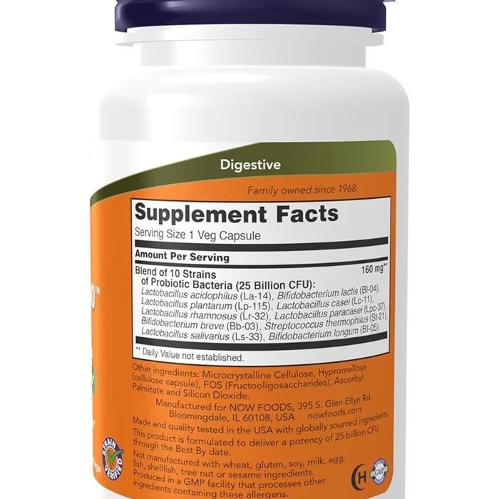 

FP Now Foods Probiotic-10, Probiotik 25 Billion, 50 Veg Capsules, Healthy Intestinal Flora Exp dates : November 2026