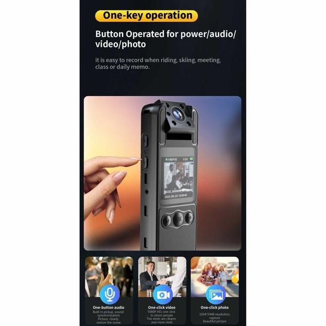 Body Cam Mini Bodycam Kamera Kecil Vlog Multifungsi Spy Camera Rotating Lens Night Vision Gambar Jer