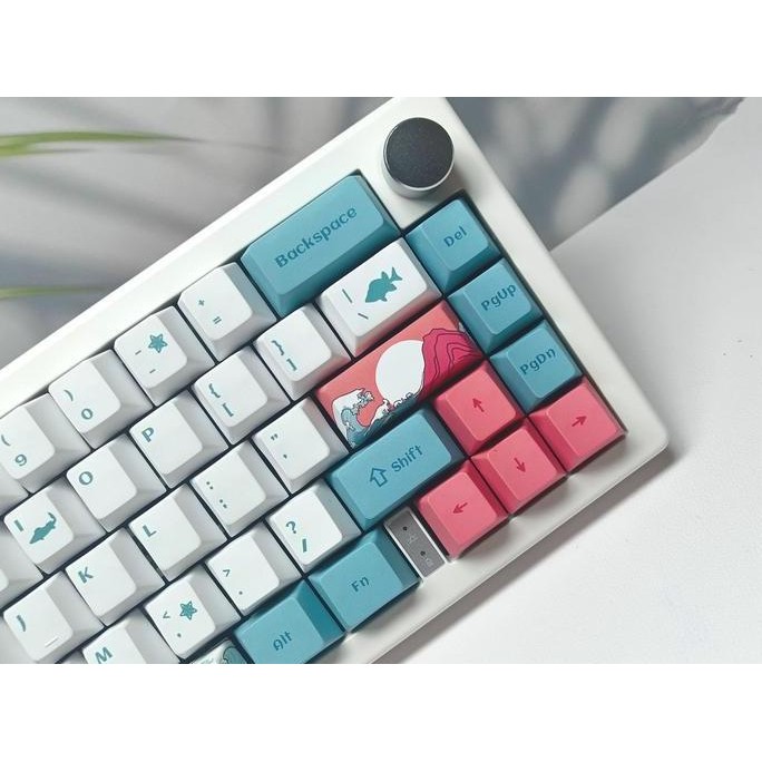 Keycaps PBT Ukiyo Sea Waves For 60% Keyboard Oem Profile