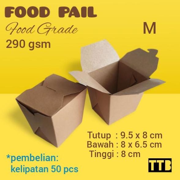 Food Pail Box Kraft - Kotak Kemasan Food Pail - Dus Food Pail - Size M