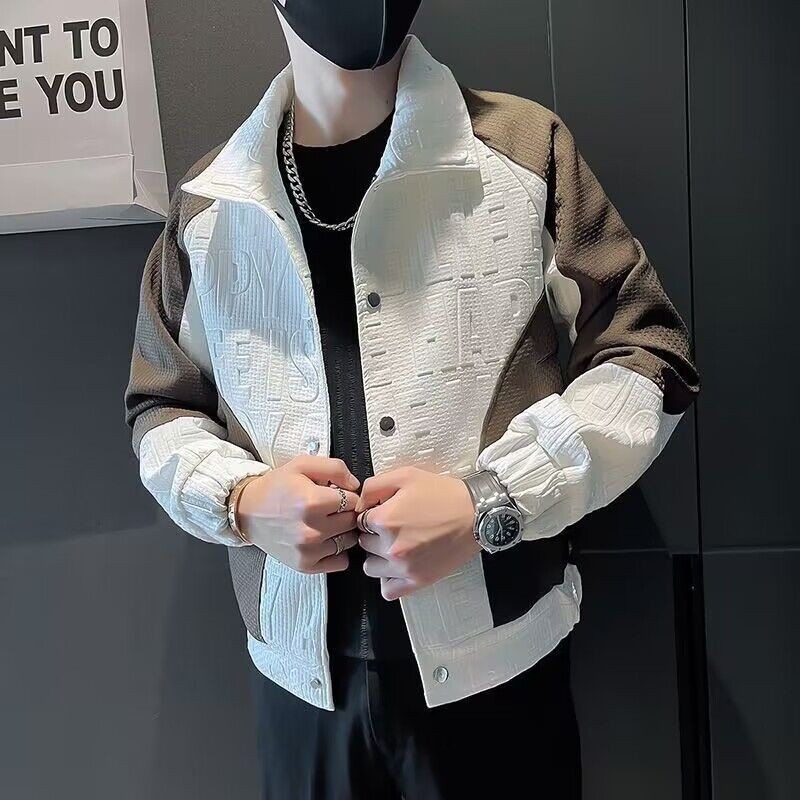 Jas Pria Berkualitas Tinggi dengan Kerah Huruf  jaket patchwork