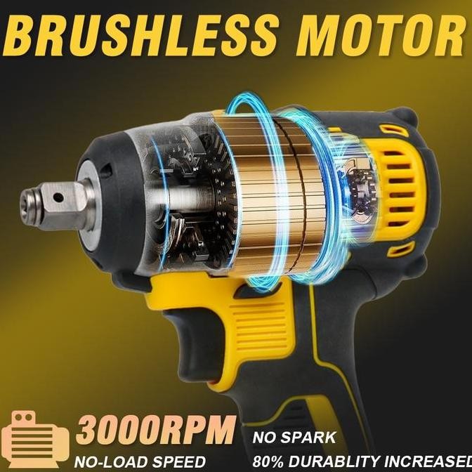 Jld Impact Wrench Cordless 450N.M Jld Ii Baru 88/48Vf 3 Lampu Led 2 Mode Kecepatan 3000 Rpm Baterai 