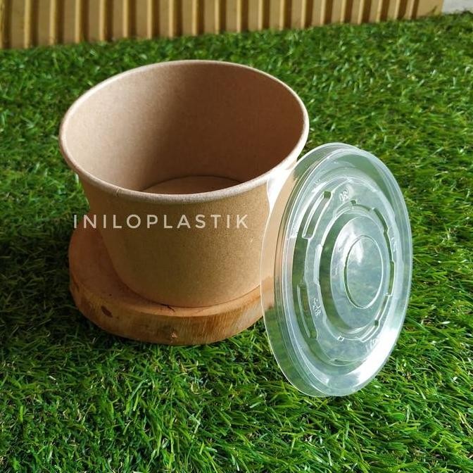 Paper Bowl Brown Polos 500ml / Kraft Paper Bowl 500 ml Cokelat