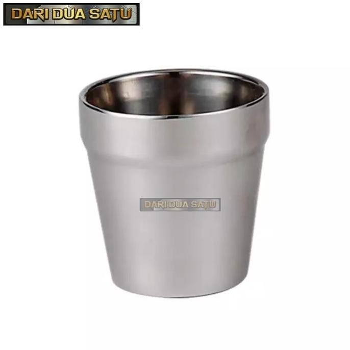 Gelas Stainless 2 Lapis 7 cm Gelas Korea