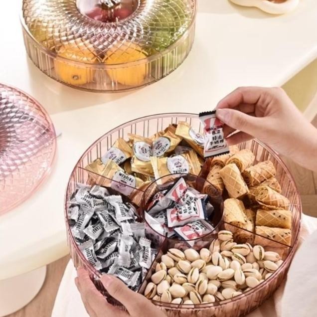 BEBAS ONGKIR - piring tempat cemilan transparan / piring tempat snack permen buah / tempat kue kerin