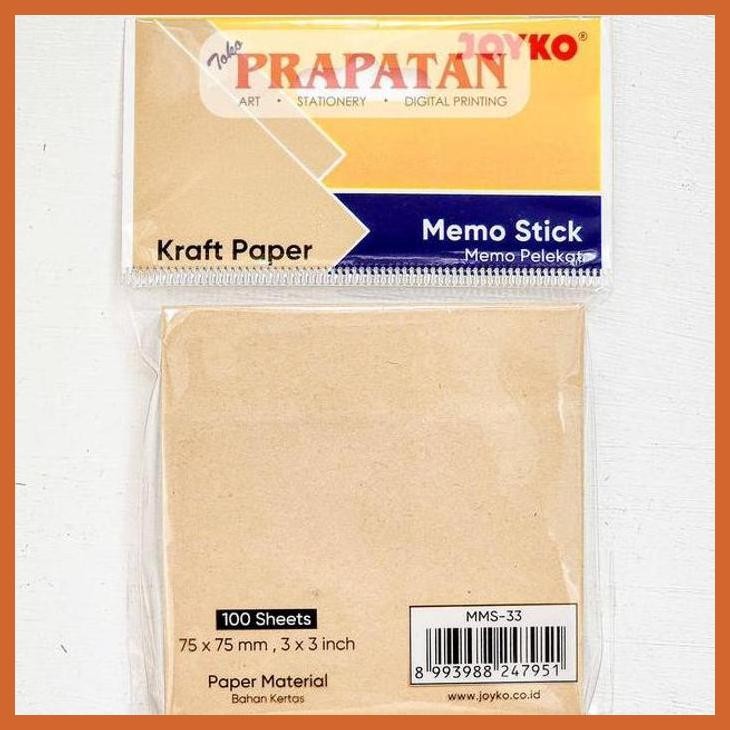 

(ATK) JOYKO KRAFT PAPER STICKY NOTE MMS-33 | NOTES MEMO TEMPEL ALAT TULIS LUKIS SEKOLAH KULIAH GAMBAR KANTOR