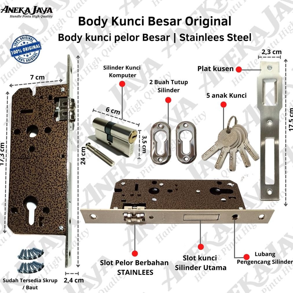 Body Kunci Pintu Pelor Body Kunci Pintu Dorong Body Kunci Pintu Stainless Pelor Kunci Pintu Rumah