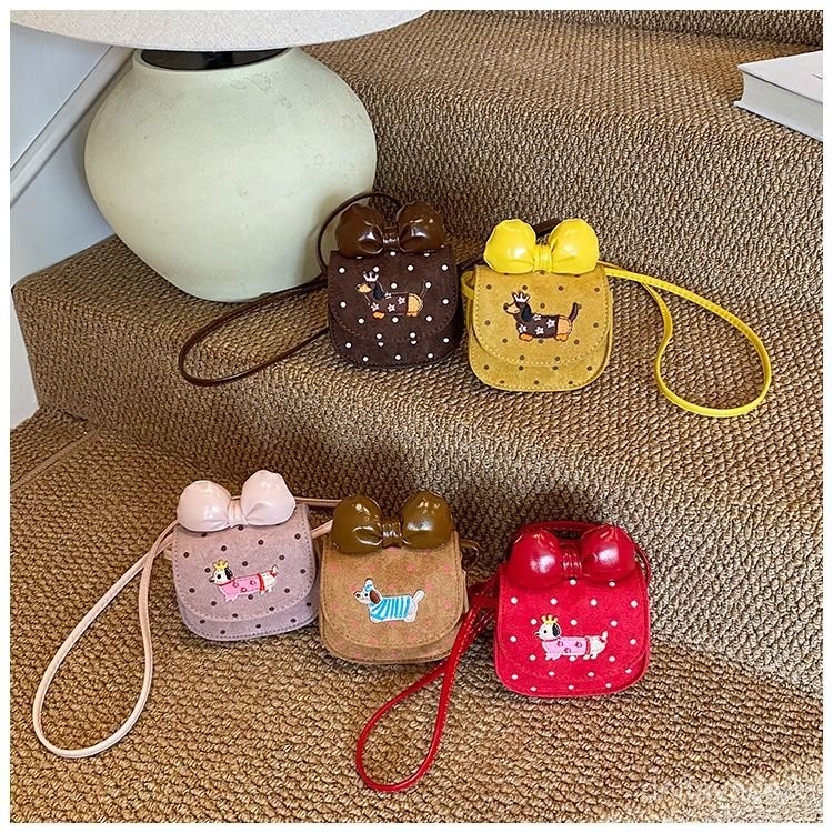 Cute Dachshund Dog Bag Female Niche Cartoon Mini Crossbody Bag Bow Headphone Bag