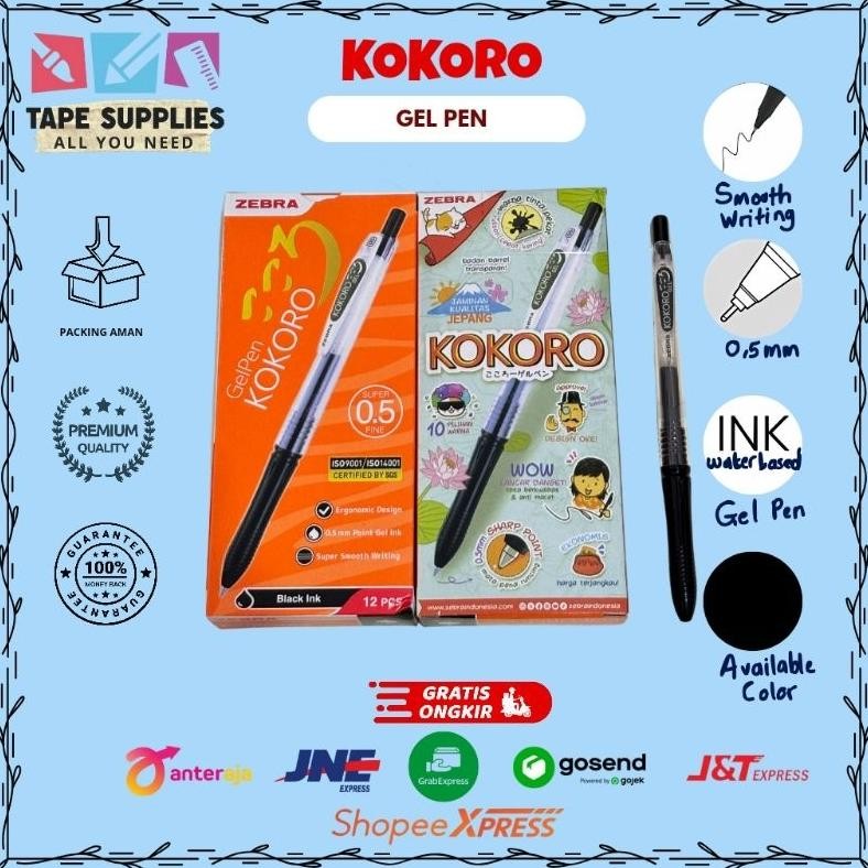 

Kuke Pulpen Gel Kokoro Zebra 0.5Mm Hitam/Biru (1 Pak/12 Pcs) Iq45