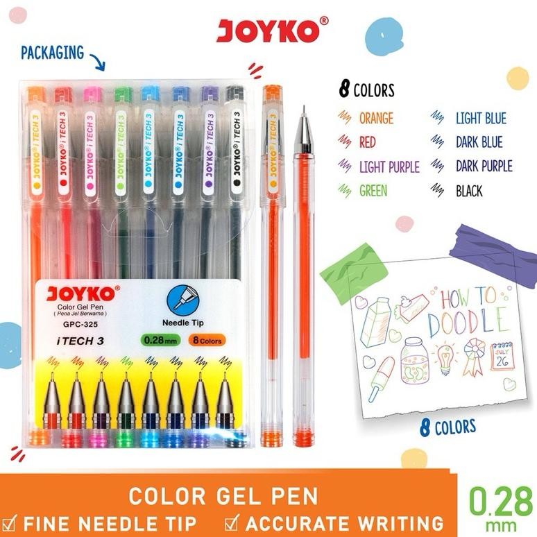

Promo Color Gel Pen Gpc-325 Itech3 Pulpen Pena Joyko 1 Set 8 Warna 0.28 Mm Aq-54