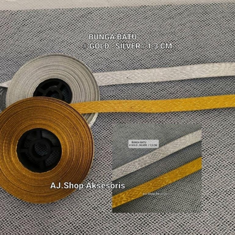 Sale Pita Renda  Gamis Emas  Perak  / Pita Renda Bordir Gold Silver Lebar 2 Cm/ 2,5 Cm/3 Cm / 1/2 In