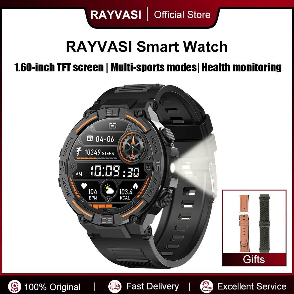 TERLARIS RAYVASI HW50 SmartWatch Pria LED Flashlight Jam Running Pria Bluetooth Call 100+ Sport Mode