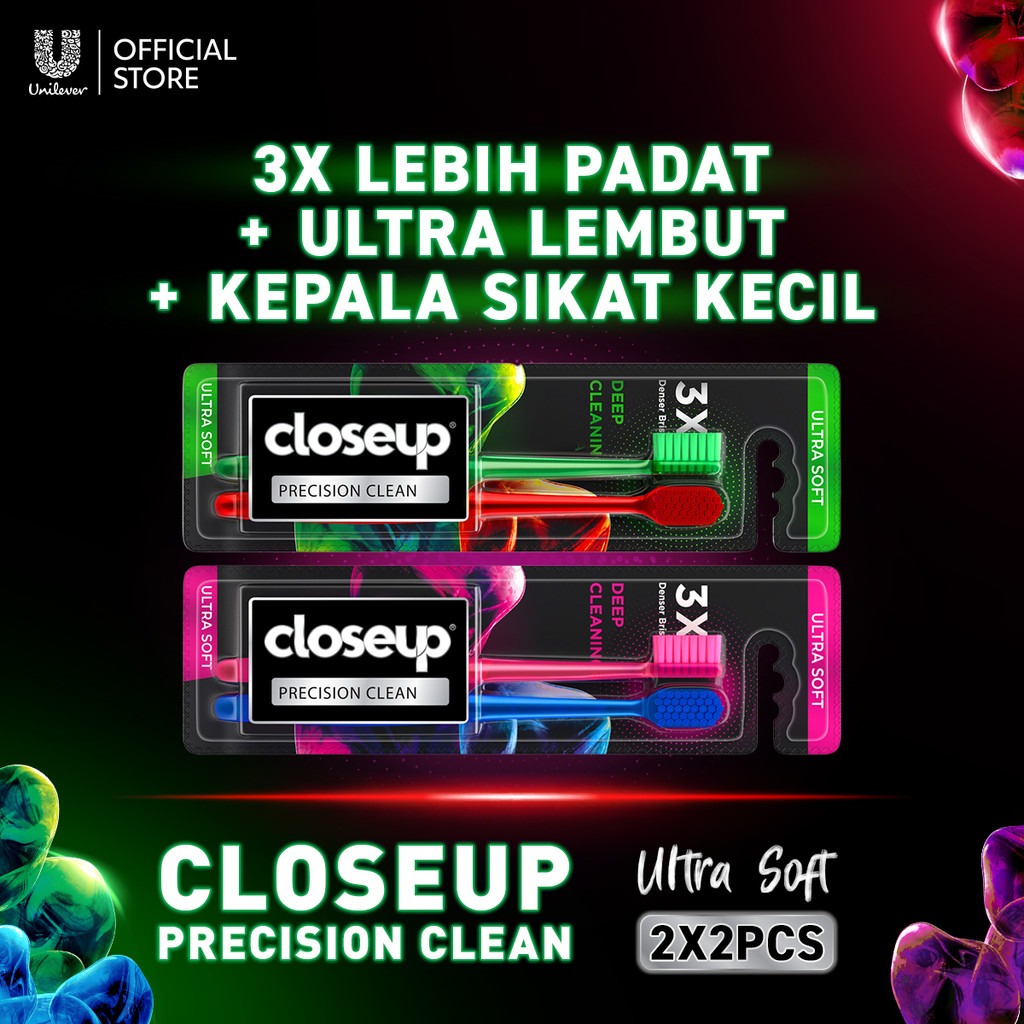 Sikat Gigi Close Up Precision Clean Isi 2 - Sikat Gigi Lembut Twinpack (Total 4)