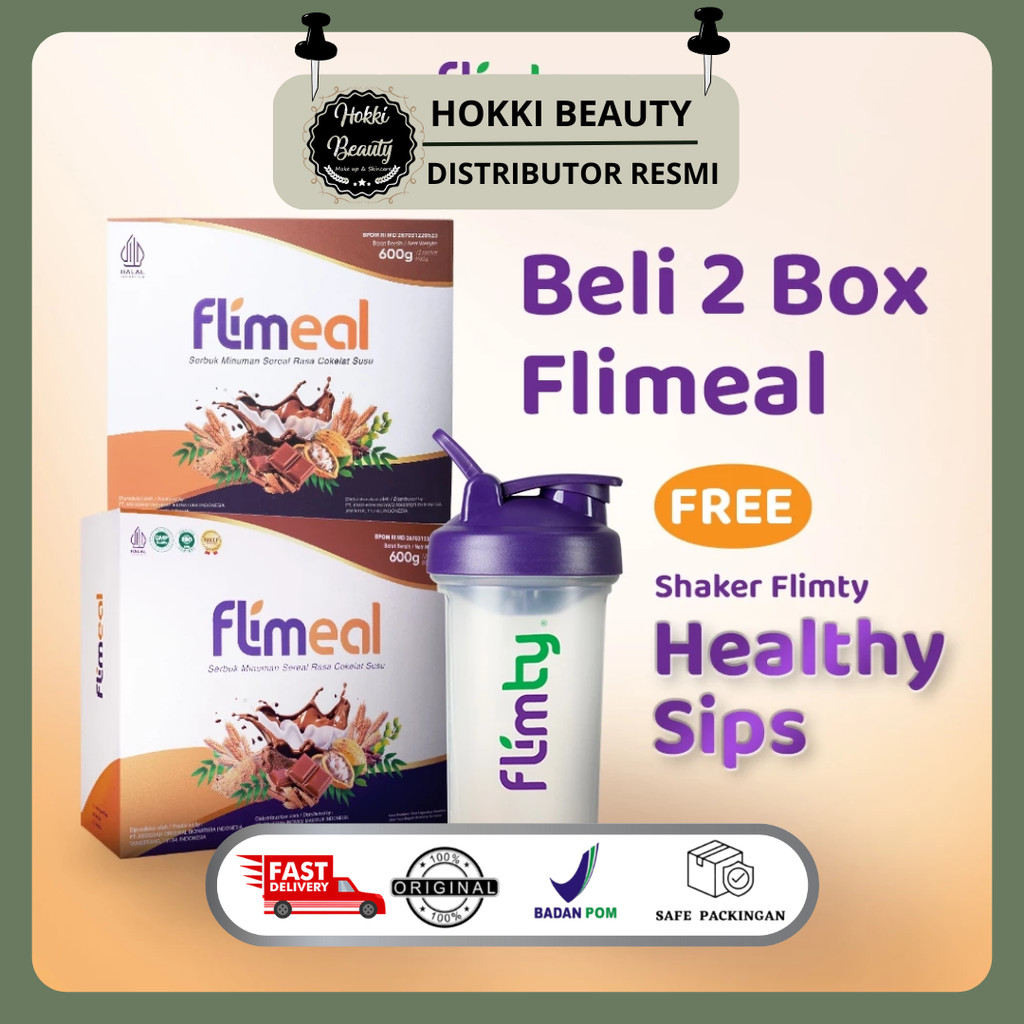 

Flimeal Meal Replacement (BELI 2 BOX FREE SHAKER) by Flimty - 1 Box (isi 12 sachet) - Stoberi & Vanilla & Taro & Coklat Vegan & Coklat Susu
