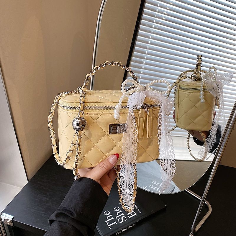 Tas Wanita Kecil Gaya Chanel Tas Kotak Tas Fashion Baru Bordir Quilted Tas Selempang Rantai Tunggal