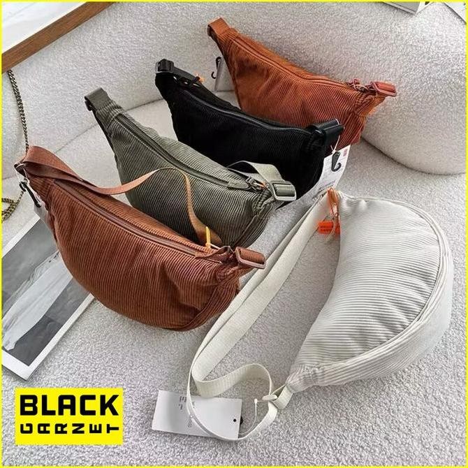 DE83 - TAS BAHU MINI handbag HALF MOON BAG CORDUROY Waist Bag Sling Bag Tas Selempang Wanita Cewek t