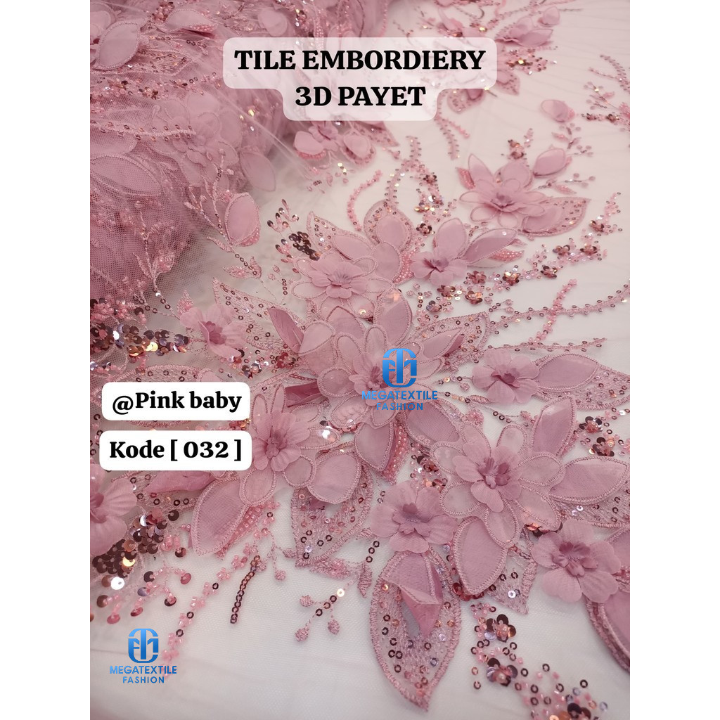 [ 032 ] Bakal Kain Kebaya Tile 3D Payet Premium