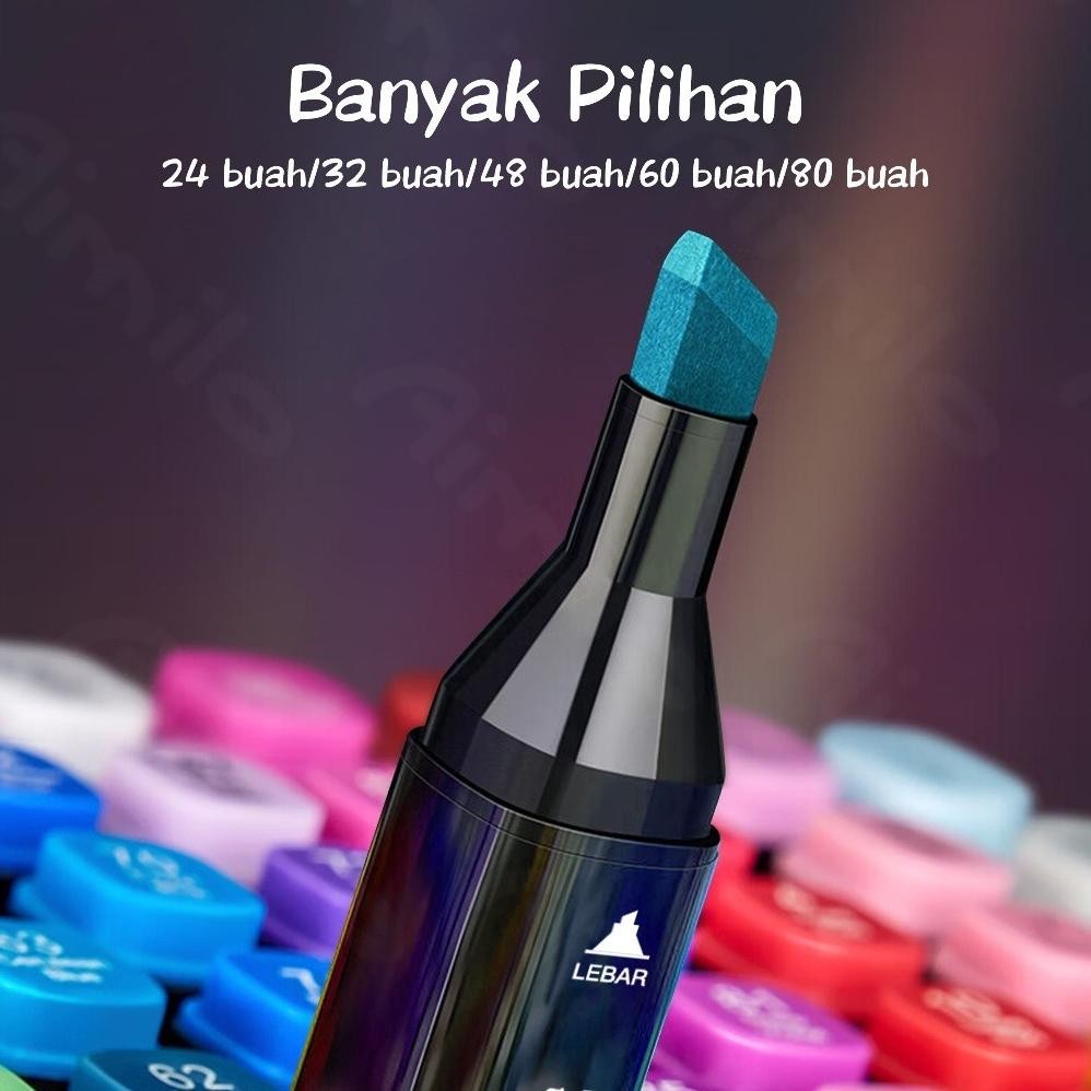 

Viral Aimilo Spidol Warna Set / 1 Set Sketch Marker 48 / 60 / 80 Warna A-81