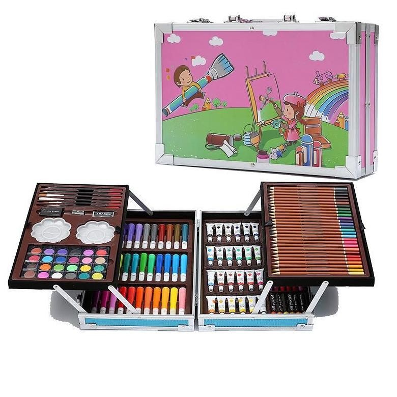CRAYON ART SET / KOPER SET CRAYON MEWARNAI / ALAT TULIS ANAK 145PCS SET CRAYON ANAK MENGGAMBAR
