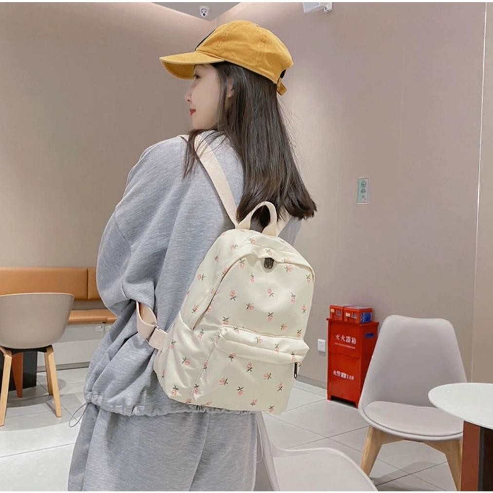 Heatshrin Alika Bag - Tas Ransel Mini Wanita Gambar Bunga Kasual Tas Buku Anak Perempuan Tas Sekolah