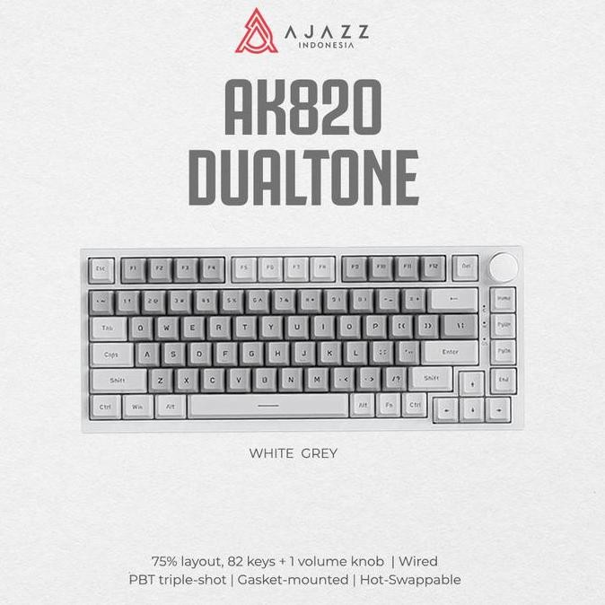 Ajazz AK820 Dual Tone 75% Mechanical Keyboard Wired White Backlight