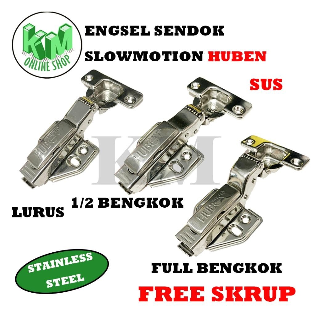 Engsel HUBEN Stainless Steel Engsel Sendok Slowmotion Slow Soft Close (SUS) Hidrolik Engsel Sendok L