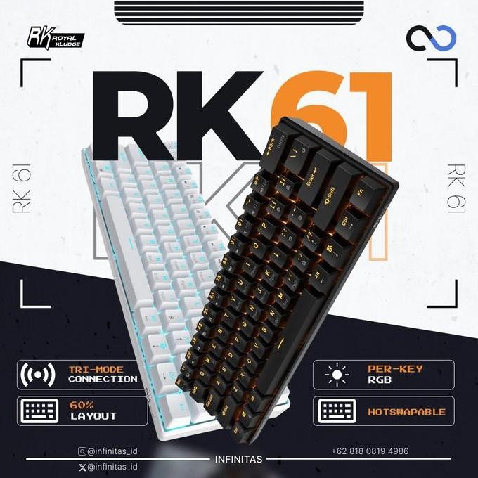 Royal Kludge RK61 / RK-61 Hotswap Mechanical Keyboard