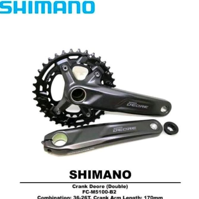 Promo Crank 2 Speed Shimano DEORE FC-M5100-2 Double Original Box Crank MTB Deore M5100 COD