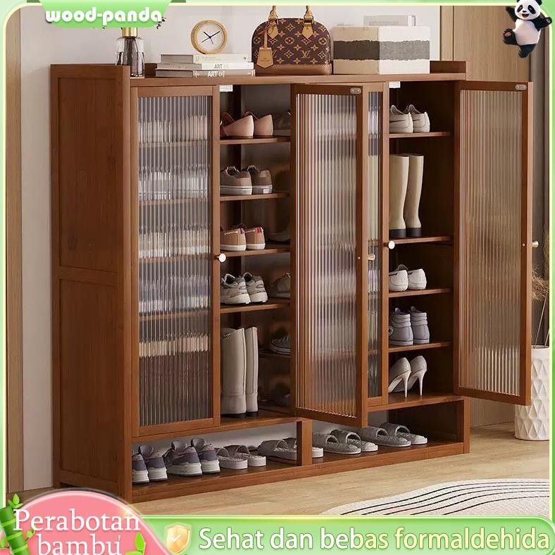 Lemari sepatu lemari sepatu kayu minimalis Rak sepatu aluminium kaca minimalis Lemari Sepatu 7 susun